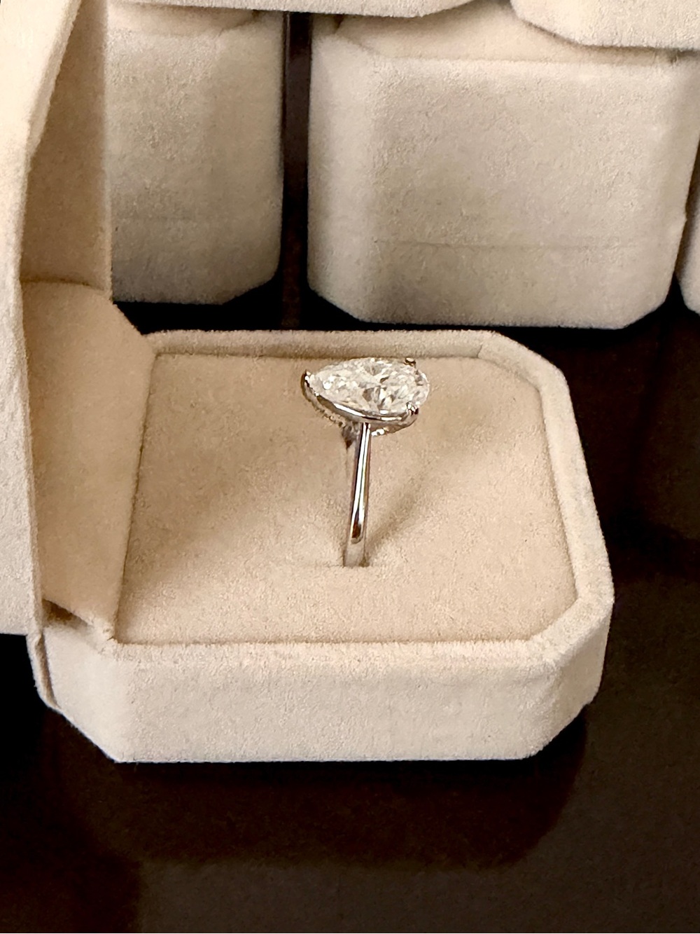 Pear-Shaped Moissanite Solitaire Engagement Ring 3 carats, sz 7, Sterling Silver - Picture 2 of 8